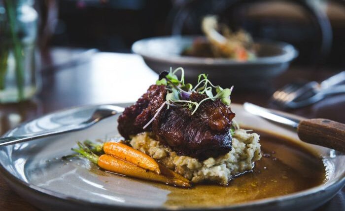 Beef cheeks braised