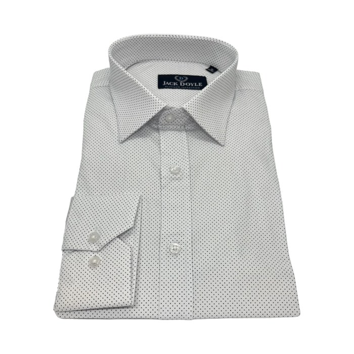 Mens white polka dot dress shirt