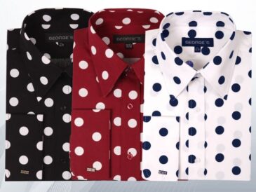 Mens white polka dot dress shirt